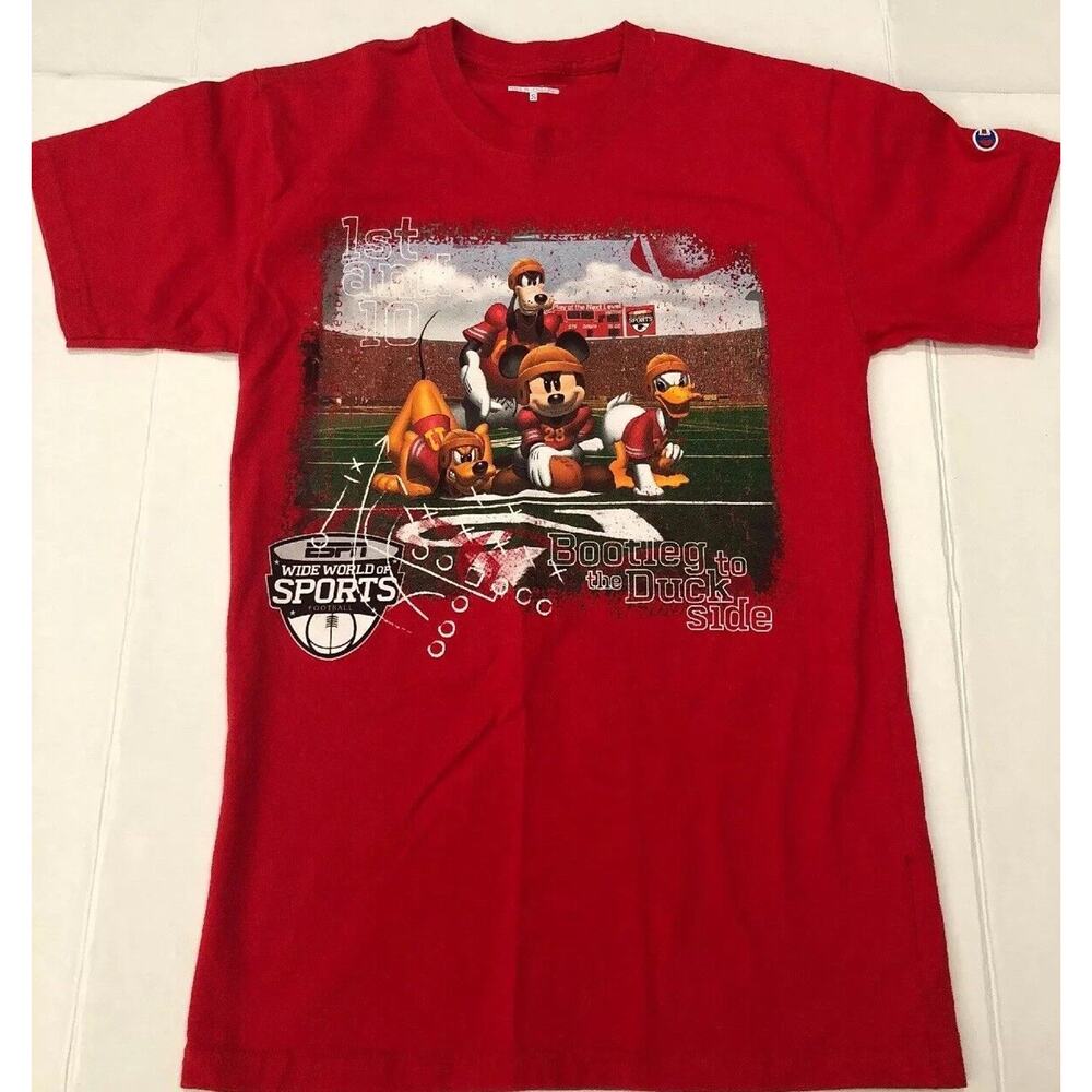 Champion Disney ESPN Wide World of Sports Adult Red TShirt Sz Small S Football
